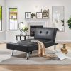 Black Modern Faux Leather Chaise Lounge Recliner Sleeper Sofa