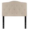 Twin size Beige Fabric Upholstered Button Tufted Headboard