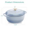 6 Quart Large Baby Blue Enamel Cast-Iron Dutch Oven Kitchen Cookware