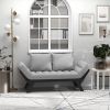 Grey/Black 3 In 1 Convertible Sofa Chaise Lounger Bed Futon with 2 Large Pillows