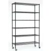 Heavy Duty 6-Shelf Adjustable Metal Shelving Rack with Casters