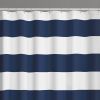 72 x 70 inch Polyester Navy Blue White Nautical Ocean Striped Shower Curtain