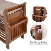 Solid Wood Entryway Shoe Rack Storage Bench with Cushioned Seat 2 Shelves and Drawer