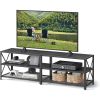 Industrial Black Metal Wood TV Stand Entertainment Center for TV up to 70-inch