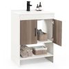 Modern White and Grey Wood Finish Bathroom Vanity with Sink and Faucet