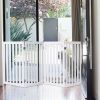 Folding 4-Panel Dog Gate Pet Fence in White Wood Finish