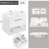 Modern Wall Mounted Bathroom Vanity in White Wood Finish with Ceramic Sink