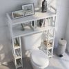 White Solid Wood Over-the-Toilet Bathroom Storage Shelving Unit