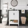 Modern White Wood Finish Bathroom Vanity with Ceramic Sink