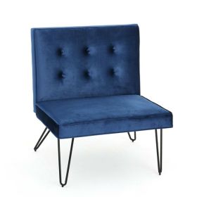 Navy Velvety Soft Upholstered Polyester Accent Chair Black Metal Legs