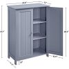 Gray Wood 2-Door Freestanding Bathroom Floor Cabinet Kitchen Storage Cupboard