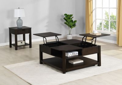 Flora 2 Piece Dark Brown MDF Lift Top Coffee and End Table Set