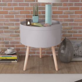 Side Table with Serving Tray Round 15.6"x17.5" Gray