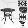 Phoenix Cast Aluminum Round Table, Patio End Table Side Table, Cast Aluminum Cocktail Table, Outdoor Bar Table, Black