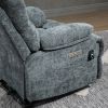 23" Seat Width and High Back Large Size Blue Chenille Power Lift Recliner Chair with 8-Point Vibration Massage and Lumbar Heating