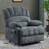 23" Seat Width and High Back Large Size Blue Chenille Power Lift Recliner Chair with 8-Point Vibration Massage and Lumbar Heating