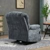 23" Seat Width and High Back Large Size Blue Chenille Power Lift Recliner Chair with 8-Point Vibration Massage and Lumbar Heating