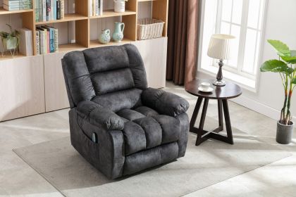 Massage Recliner Chair with Heat and Vibration, Soft Fabric Lounge Chair Overstuffed Sofa Home Theater Seating (Gray)