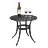 Phoenix Cast Aluminum Round Table, Patio End Table Side Table, Cast Aluminum Cocktail Table, Outdoor Bar Table, Black