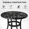 Phoenix Cast Aluminum Round Table, Patio End Table Side Table, Cast Aluminum Cocktail Table, Outdoor Bar Table, Black