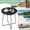 Outdoor Patio Metal Patio End Table with Handle