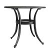 Phoenix Cast Aluminum Round Table, Patio End Table Side Table, Cast Aluminum Cocktail Table, Outdoor Bar Table, Black