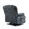 23" Seat Width and High Back Large Size Blue Chenille Power Lift Recliner Chair with 8-Point Vibration Massage and Lumbar Heating