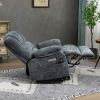 23" Seat Width and High Back Large Size Blue Chenille Power Lift Recliner Chair with 8-Point Vibration Massage and Lumbar Heating