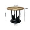 22 Inch Side End Table, Round Natural Mango Wood Top, Black Iron U Shaped Legs