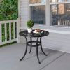 Phoenix Cast Aluminum Round Table, Patio End Table Side Table, Cast Aluminum Cocktail Table, Outdoor Bar Table, Black