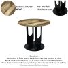 22 Inch Side End Table, Round Natural Mango Wood Top, Black Iron U Shaped Legs