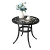 Phoenix Cast Aluminum Round Table, Patio End Table Side Table, Cast Aluminum Cocktail Table, Outdoor Bar Table, Black