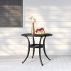 Phoenix Cast Aluminum Round Table, Patio End Table Side Table, Cast Aluminum Cocktail Table, Outdoor Bar Table, Black