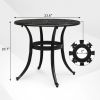 Phoenix Cast Aluminum Round Table, Patio End Table Side Table, Cast Aluminum Cocktail Table, Outdoor Bar Table, Black