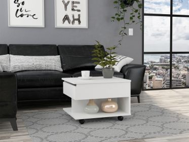 Luanda Lift Top Coffee Table; Casters; One Shelf -White