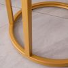 Modern C-shaped end/side table,Golden metal frame with round marble color top-15.75'