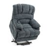 23" Seat Width and High Back Large Size Blue Chenille Power Lift Recliner Chair with 8-Point Vibration Massage and Lumbar Heating