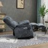 23" Seat Width and High Back Large Size Blue Chenille Power Lift Recliner Chair with 8-Point Vibration Massage and Lumbar Heating