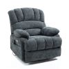 23" Seat Width and High Back Large Size Blue Chenille Power Lift Recliner Chair with 8-Point Vibration Massage and Lumbar Heating