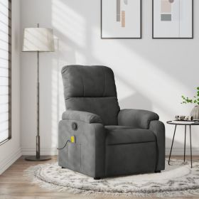 Massage Recliner Chair Dark Gray Microfiber Fabric