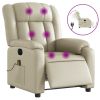 Electric Massage Recliner Chair Cream Faux Leather