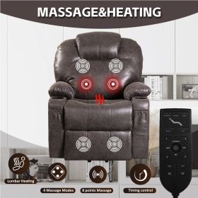 Lehboson Lift Chair Recliners, Electric Power Recliner Chair Sofa for Elderly Black Massage and Heat