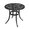 Phoenix Cast Aluminum Round Table, Patio End Table Side Table, Cast Aluminum Cocktail Table, Outdoor Bar Table, Black