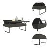 Kaskade Lift Top Coffee Table; Two Legs; Two Shelves -Espresso / Black