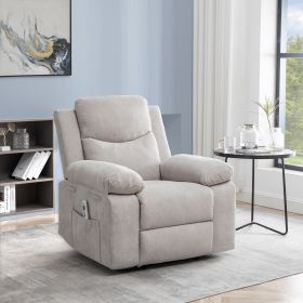 Power Recliner Chair with Adjustable Massage Function, Recliner Chair with Heating System for Living Room, Beige color fabric