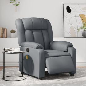 Electric Massage Recliner Chair Gray Faux Leather