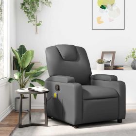 Massage Recliner Chair Gray Faux Leather