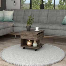 Lift Top Coffee Table Mercuri, Casters, Dark Brown Finish (Color: Dark Brown)