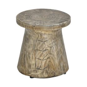 Outdoor Yard Or Living Room Side Table with Wood Grain (Color: Nature)