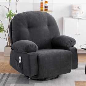 Modern Chenille Recliner Chairs Swivel Massage Rocker Recliner with Heat (Color: as Pic)